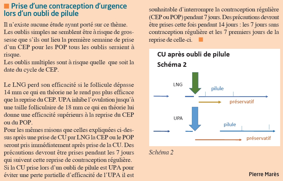 Prise d’une contraception d’urgence lors d’un oubli de pilule